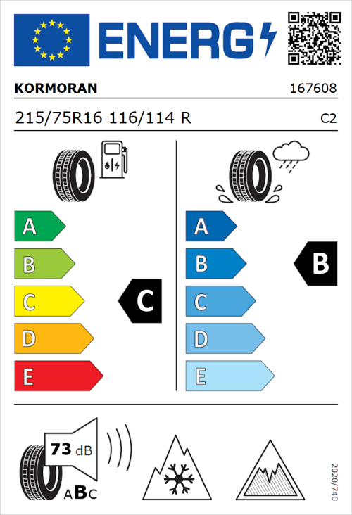 Tyre Label for Kormoran All Season Van 215/75R16 116/114R